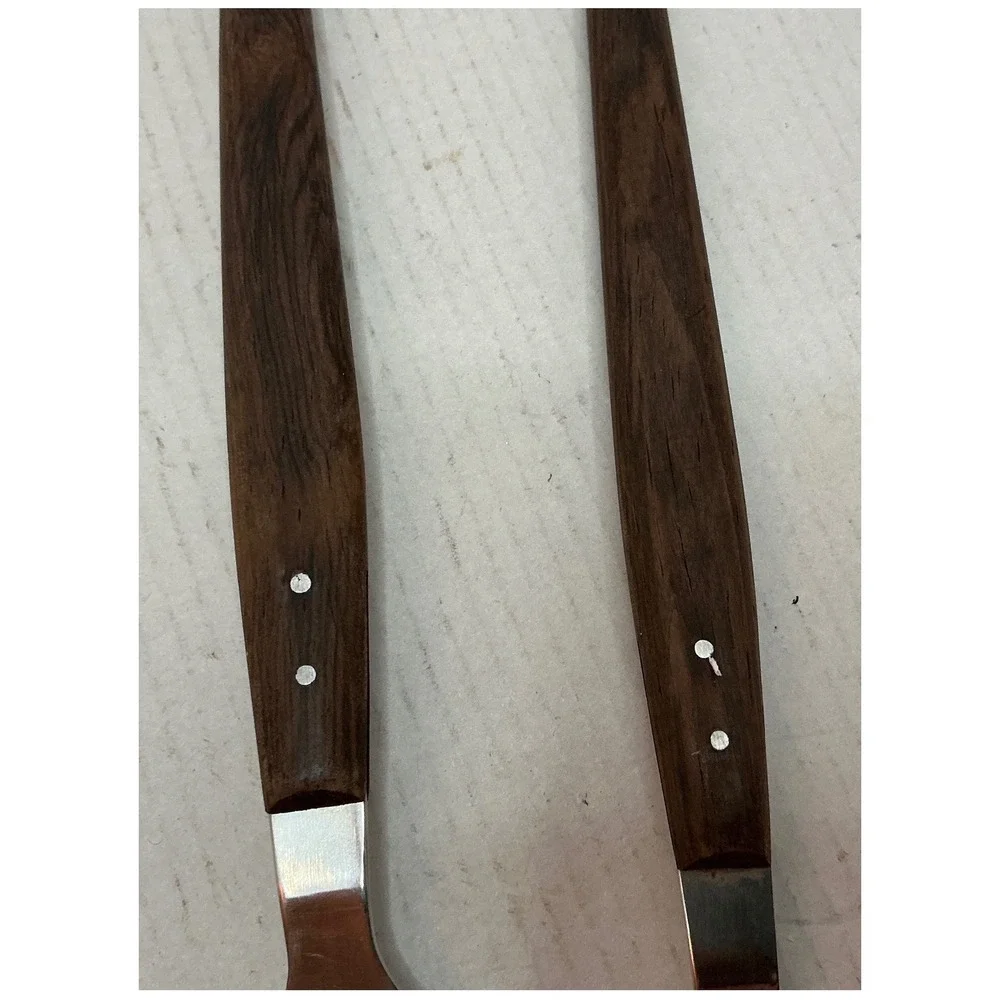 Hepe Vintage Salad Serving Set Stainless Wood Handle Denmark MCM Mid Century 12